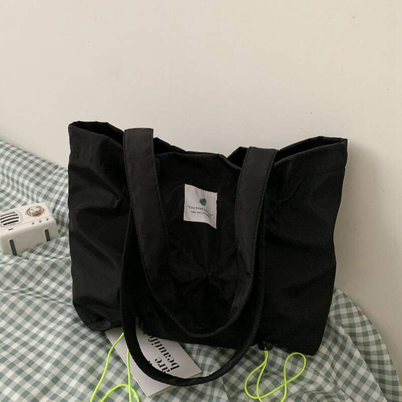 

Drawstring Hem Tote Bag, Black