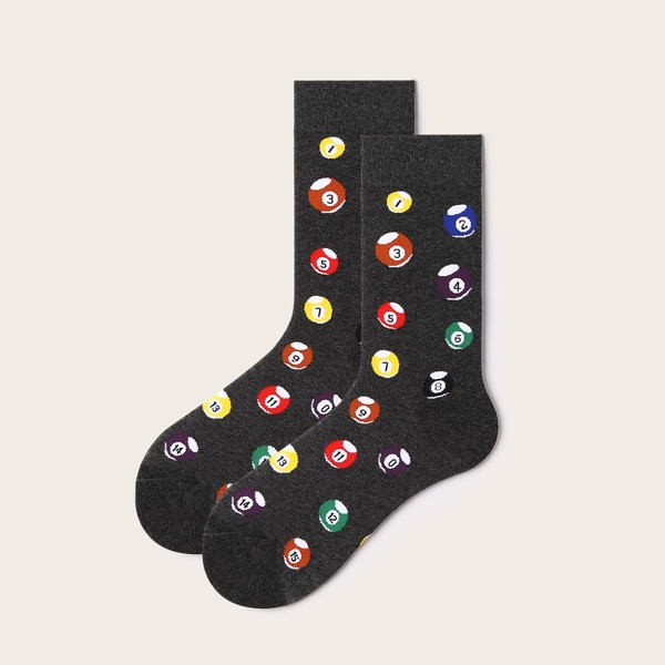 

Men Billiard Pattern Socks, Grey