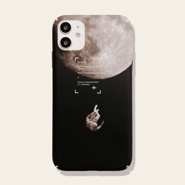

1pc Moon Print iPhone Case, Multicolor