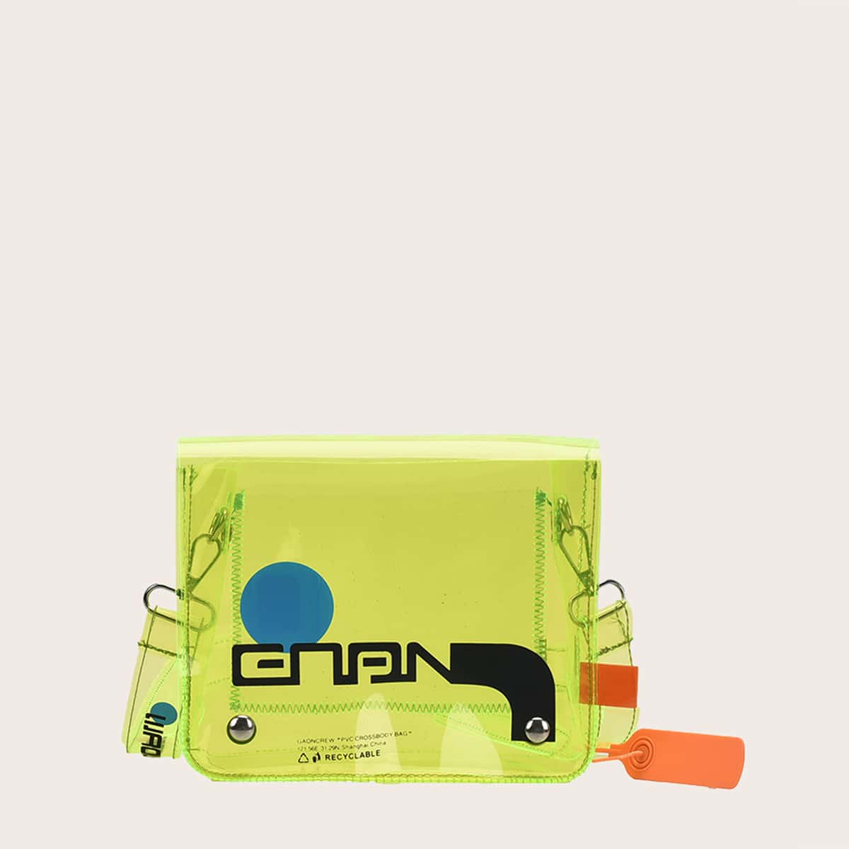 

Letter Graphic Clear Bag, Green