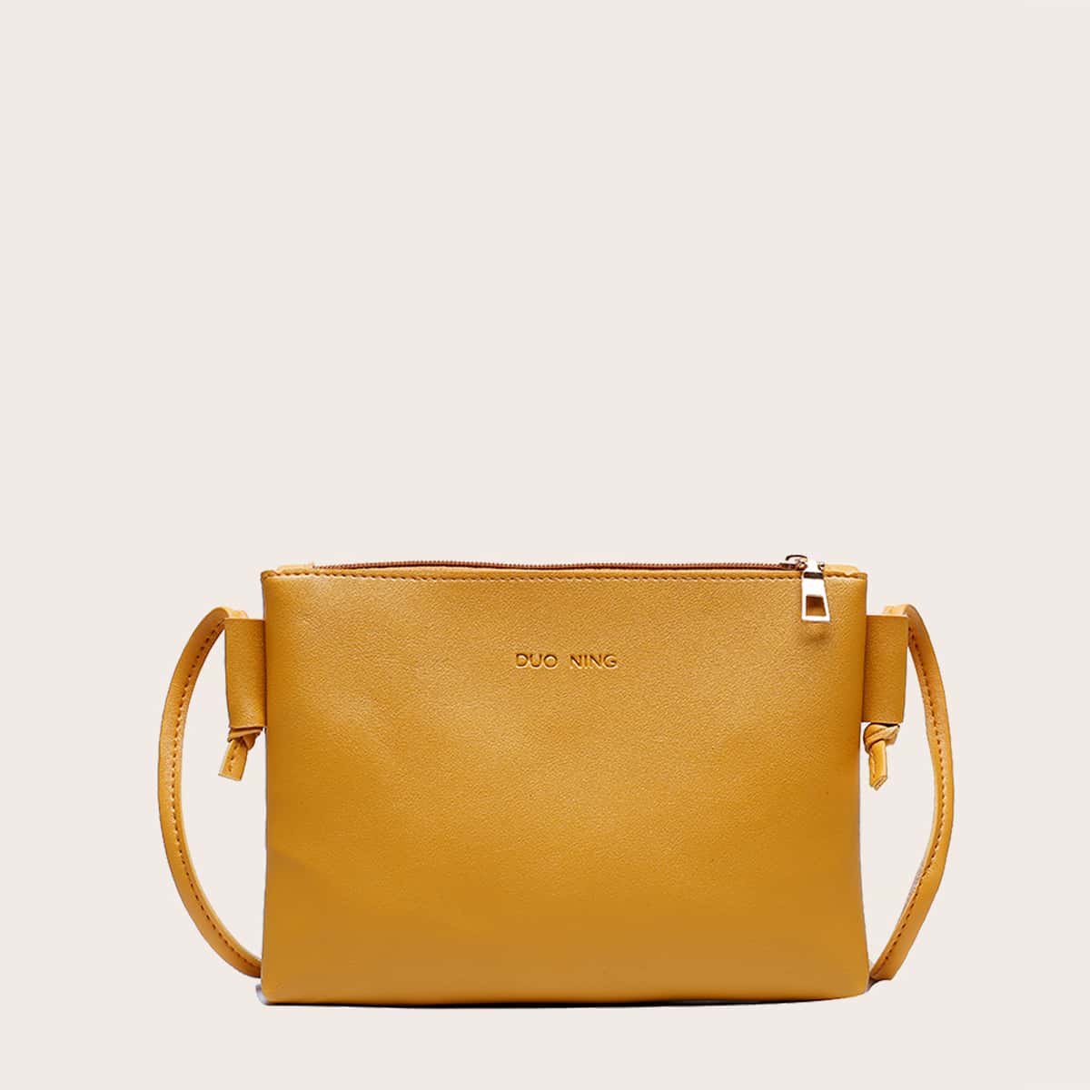 

Minimalist Zip Pocket Crossbody Bag, Mustard yellow