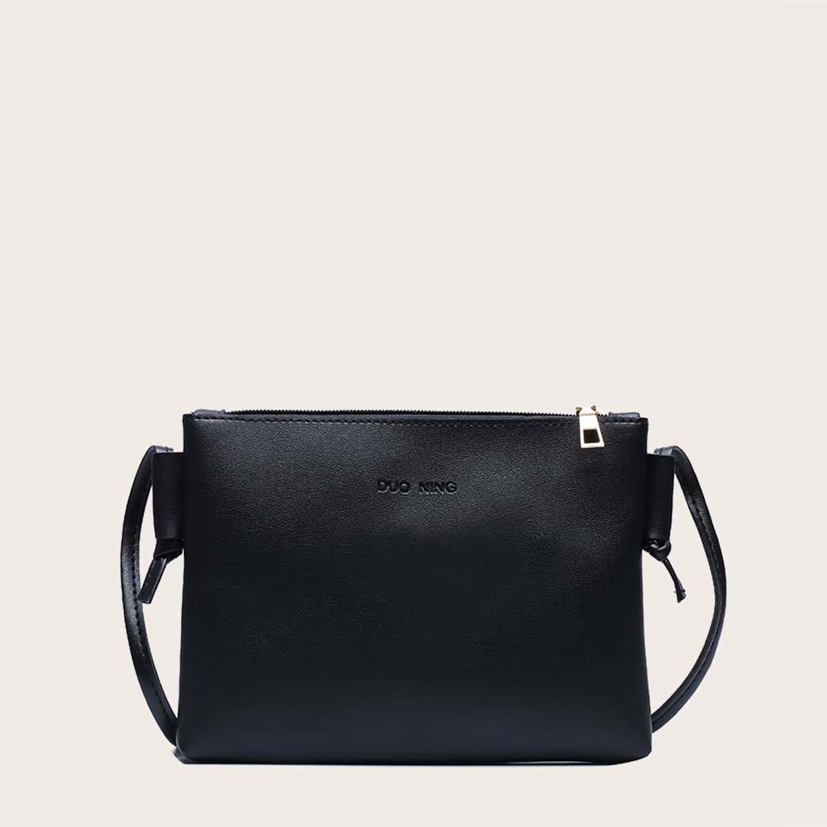 

Minimalist Zip Pocket Crossbody Bag, Black