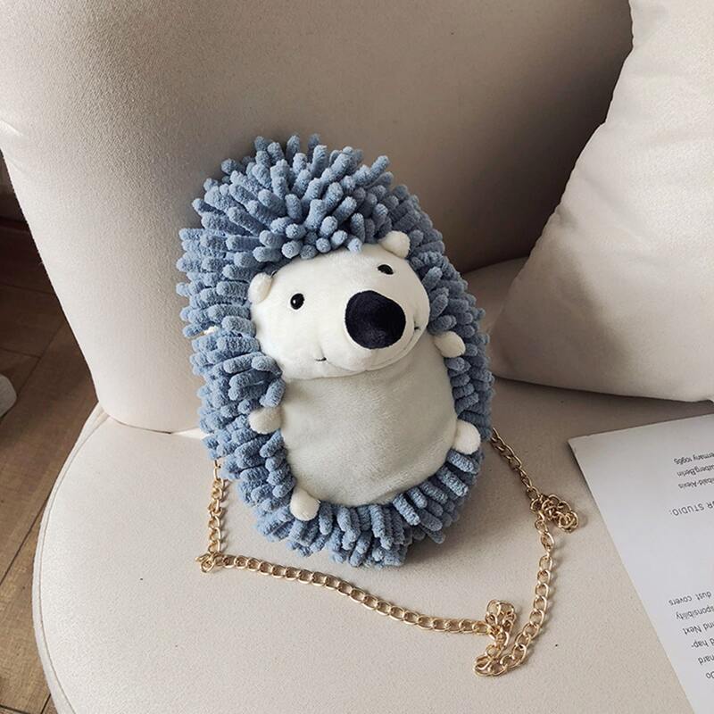 

Hedgehog Shaped Chain Bag, Blue and white