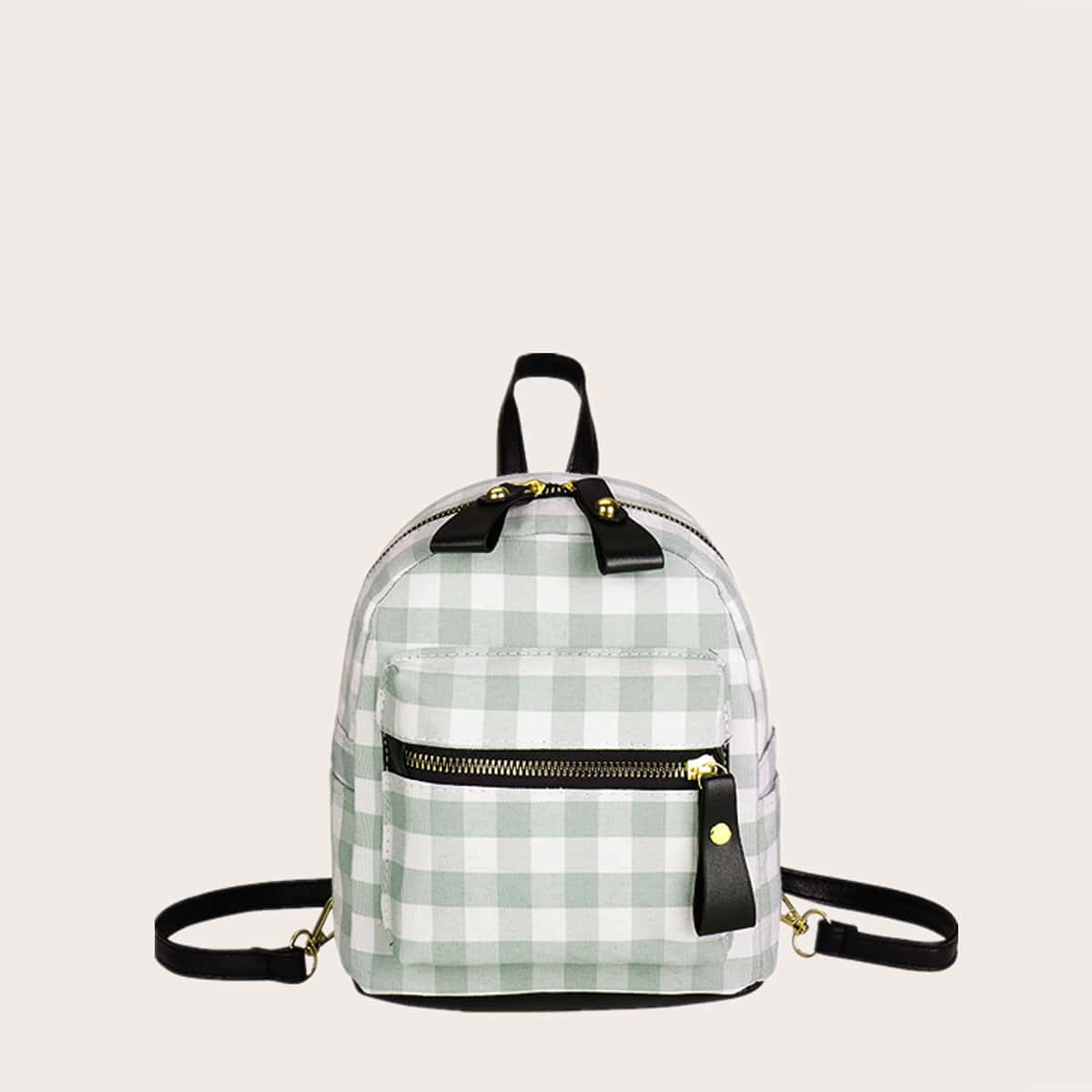 

Gingham Zip Backpack, Multicolor