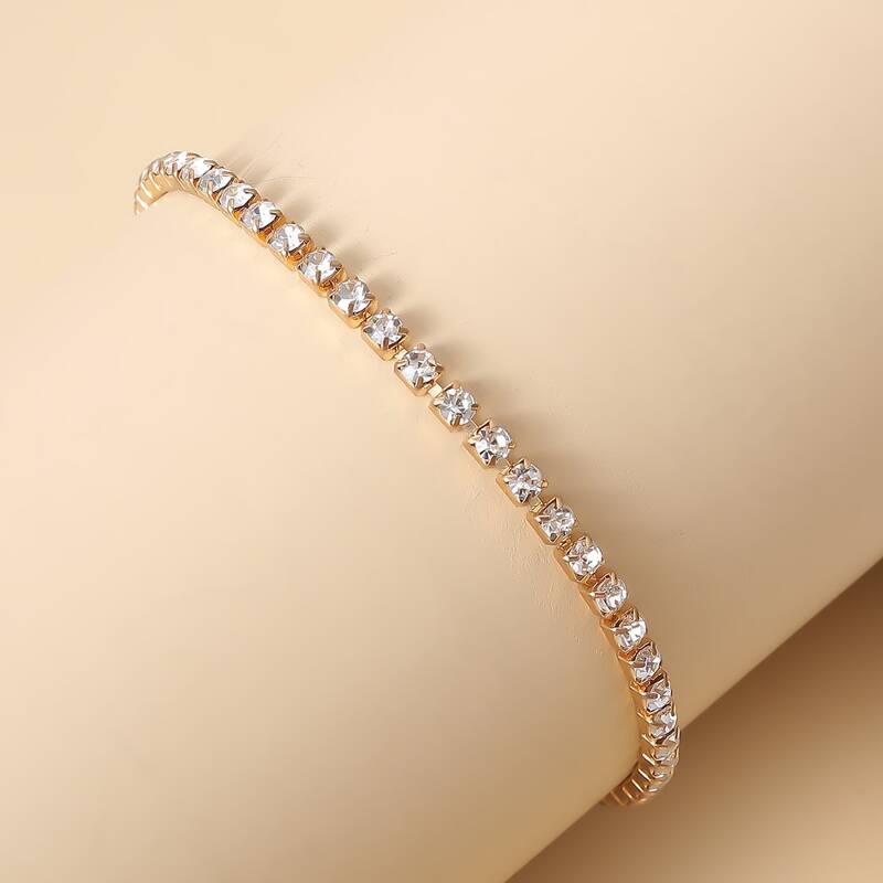 

Rhinestone Decor Anklet, Gold