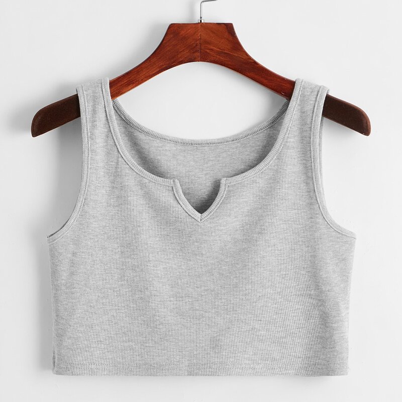 

Solid Crop Tank Top, Light grey