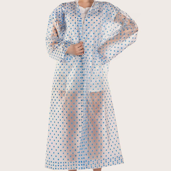 

1pc Polka Dot Pattern Raincoat, Blue and white