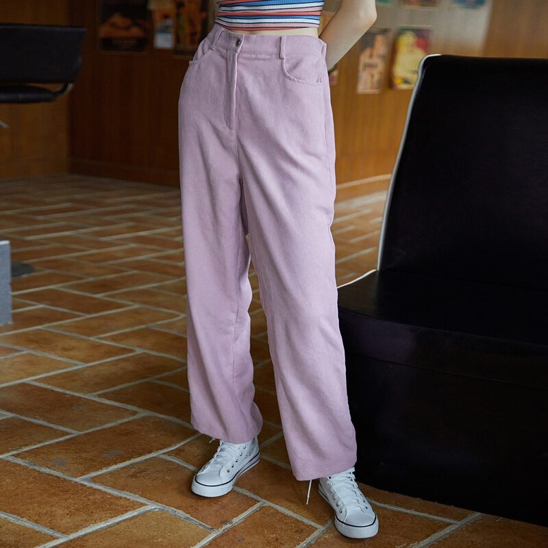 

Button Fly Corduroy Pants, Lilac purple