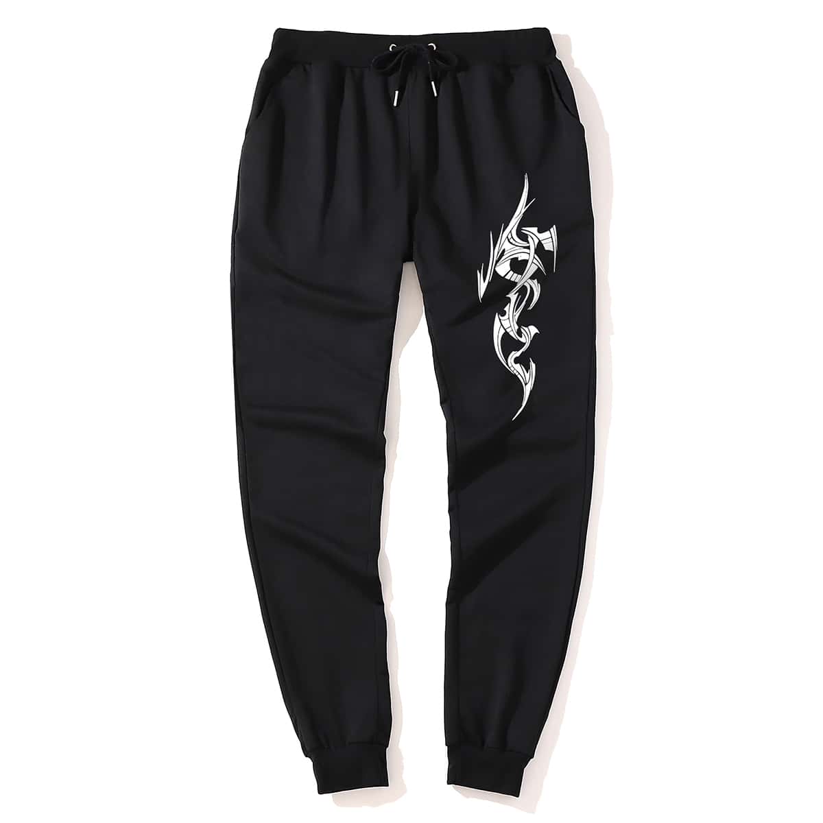 

Guys Graphic Print Sweatpants, Black