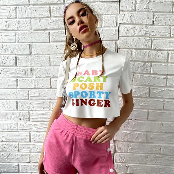 

Letter Graphic Crop Tee, White