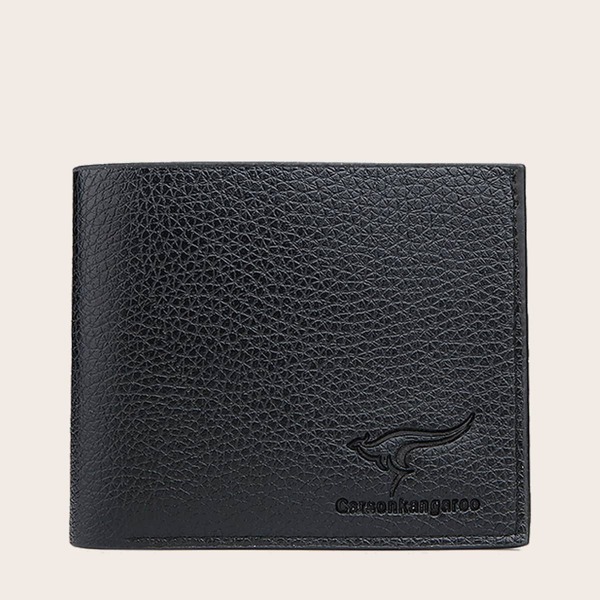 

Men Pebble Embossed Fold Over Purse, Black