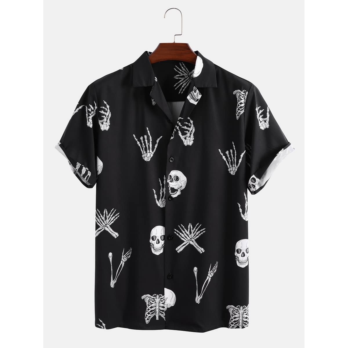 

Guys Skull Print Shirt, Black