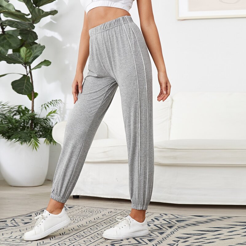 

Side Stripe Elastic Waist Sports Pant, Grey