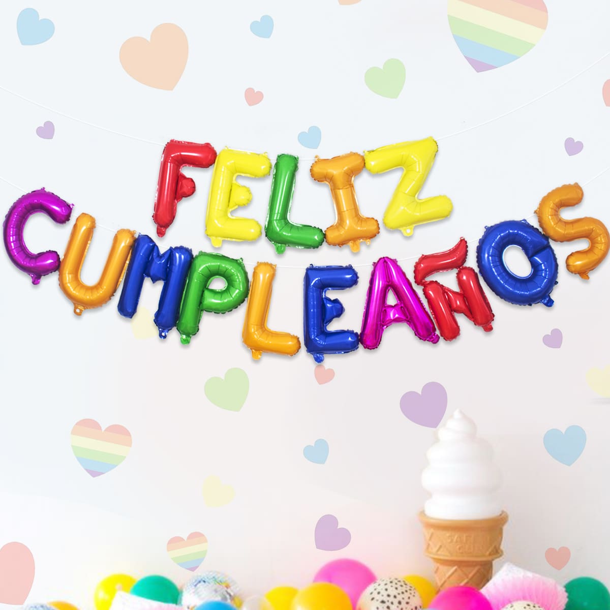 

1set Spanish Happy Birthday Decorative Balloon, Multicolor