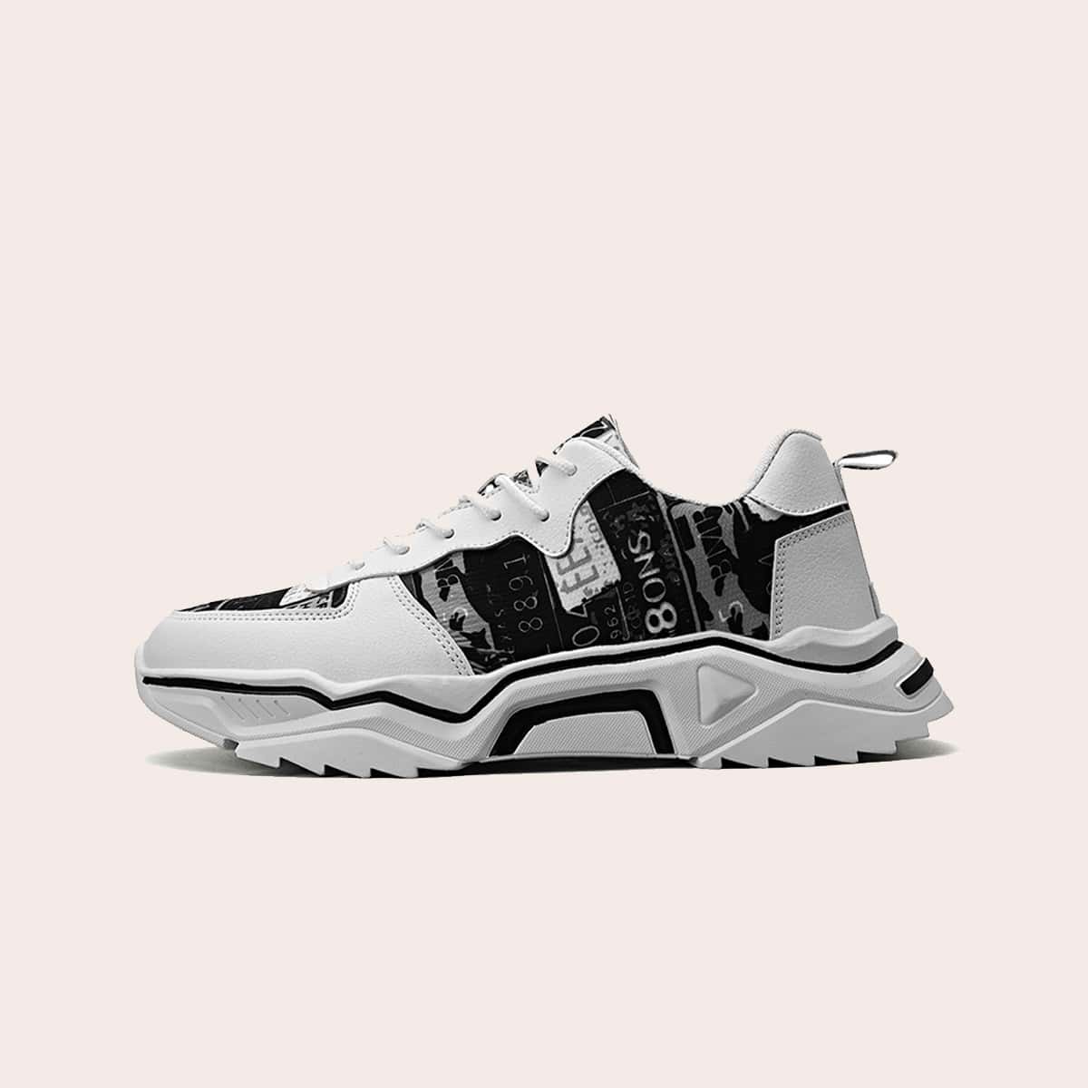 

Guys Graffiti Print Chunky Sneakers, Black