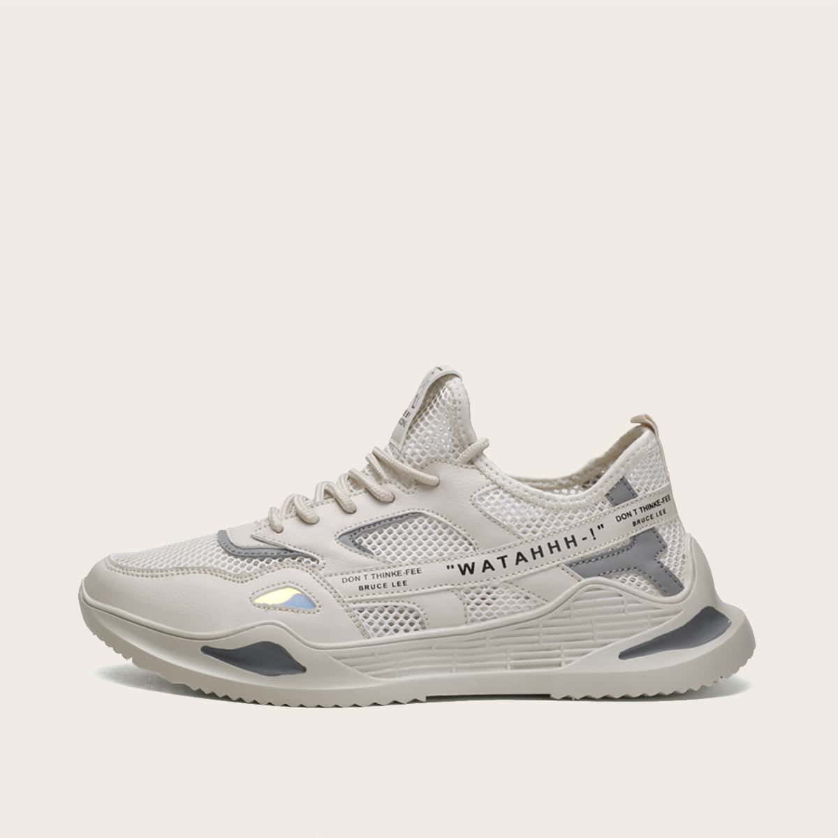 

Guys Letter Graphic Mesh Panel Sneakers, Beige