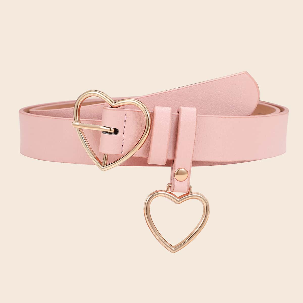 

Metal Heart Buckle Belt, Pink