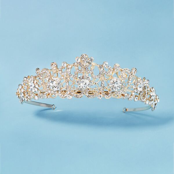 

Rhinestone Decor Crown Hair Hoop, Gold
