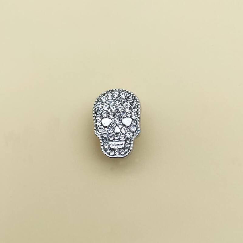 

Rhinestone Decor Skull Shaped Brooch, Silver