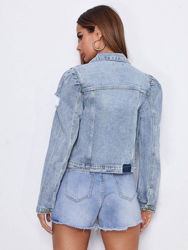 ripped cropped denim jacket