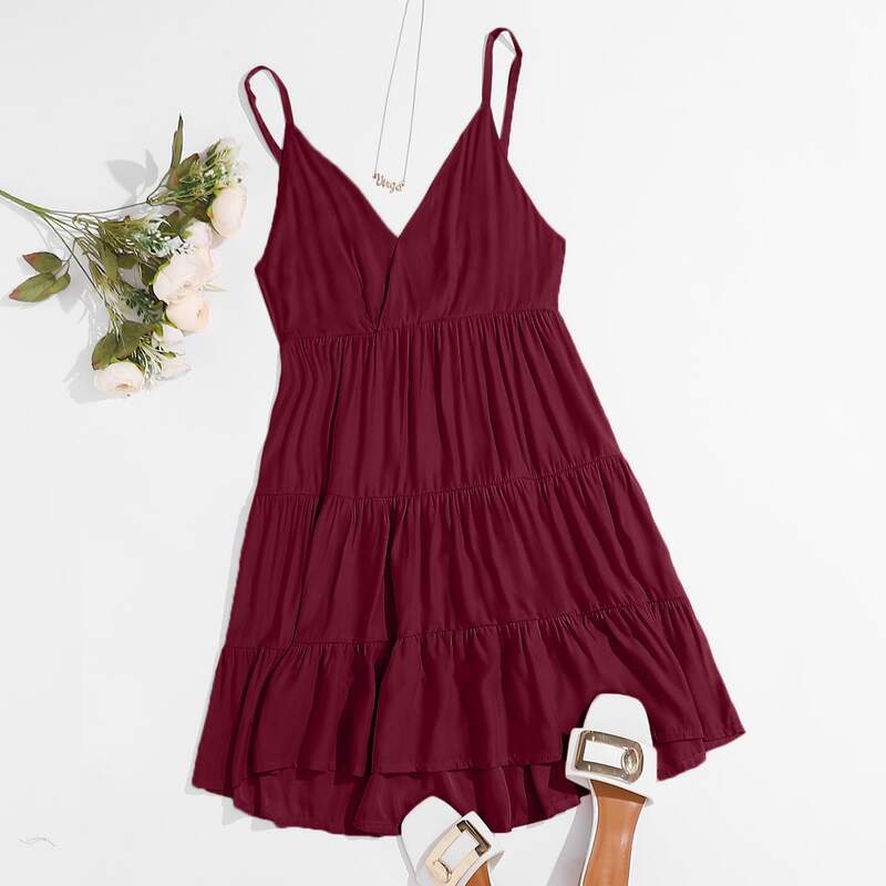 

Solid Wrap Sundress, Burgundy
