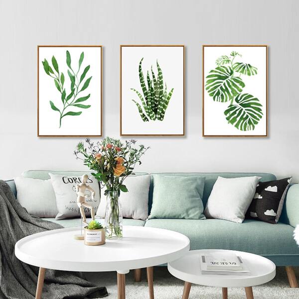 

3pcs Plant Print Wall Painting Without Frame, Multicolor
