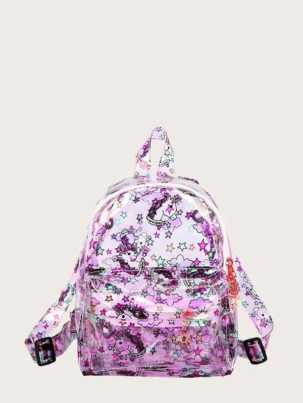 mochila transparente unicornio