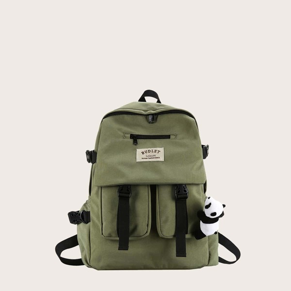 

Release Buckle Decor Backpack, Army green