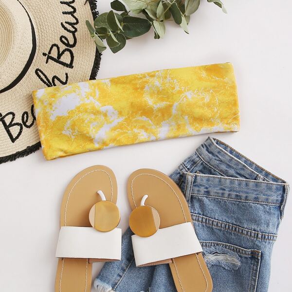 

Tie Dye Bandeau Bikini Top, Yellow
