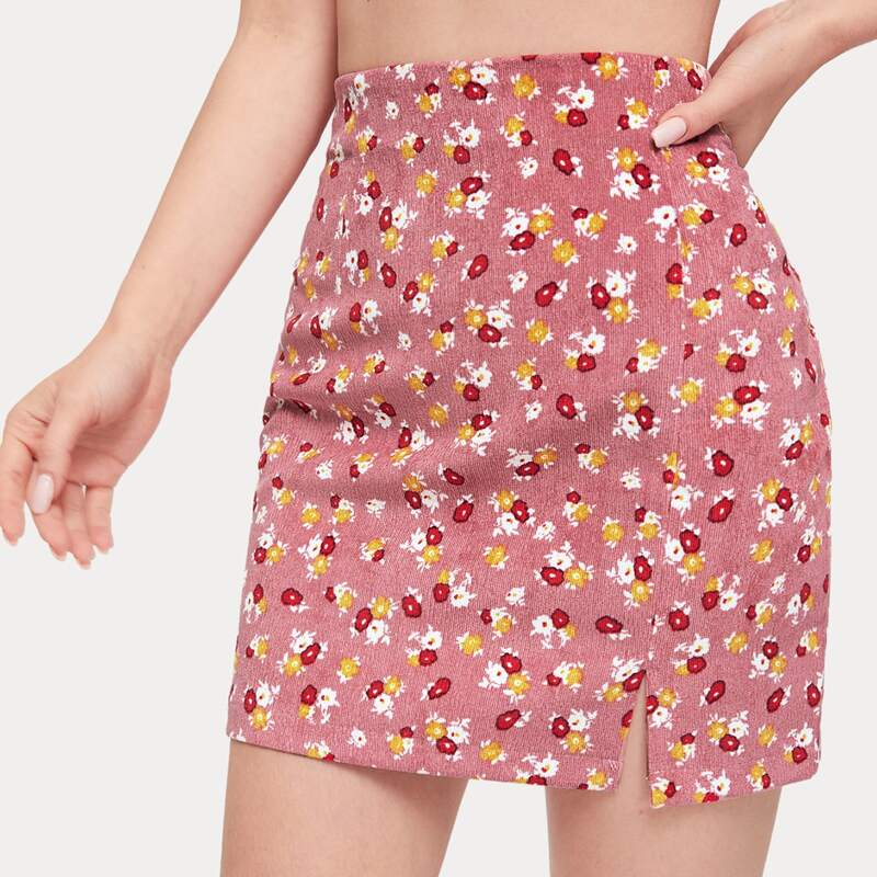 

Corduroy Ditsy Floral Skirt, Multicolor