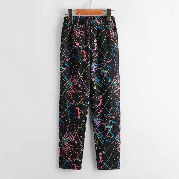 

Boys Splash Print Elastic Waist Joggers, Multicolor