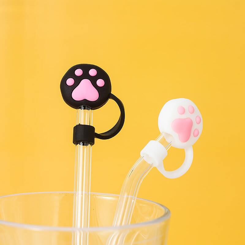 

2pcs Cat Claw Straw Dust-proof Plug, Multicolor