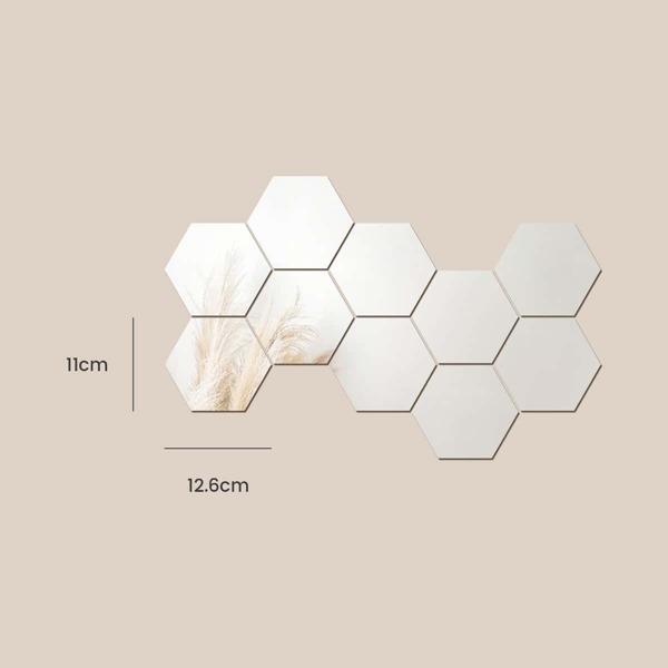 

10pcs Hexagon Shaped Mirror Surface Wall Sticker, Silver