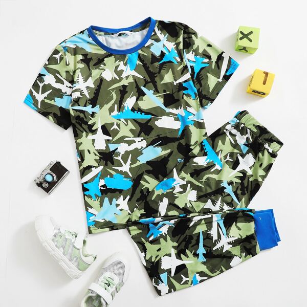 

Boys Plane Print Tee and Joggers PJ Set, Multicolor