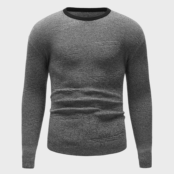 

Men Contrast Binding Sweater, Grey