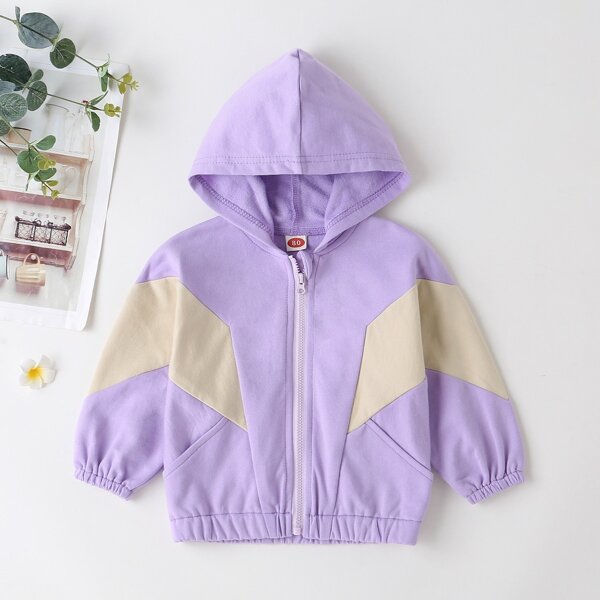 

Baby Girl Colorblock Zip Up Jacket, Lilac purple