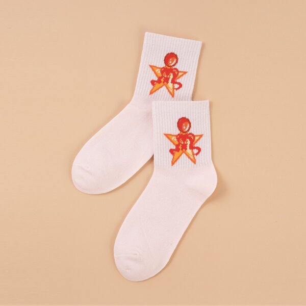 

Star Pattern Socks, White