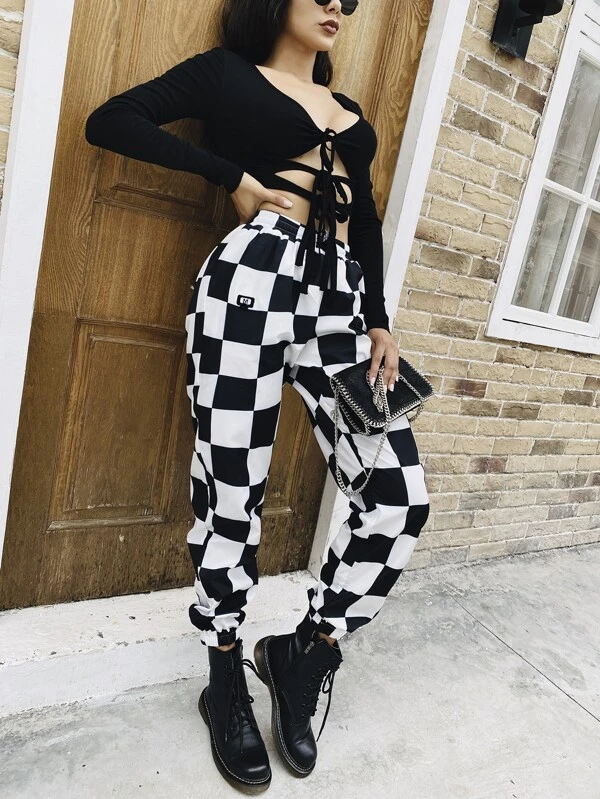 shein checkered trousers