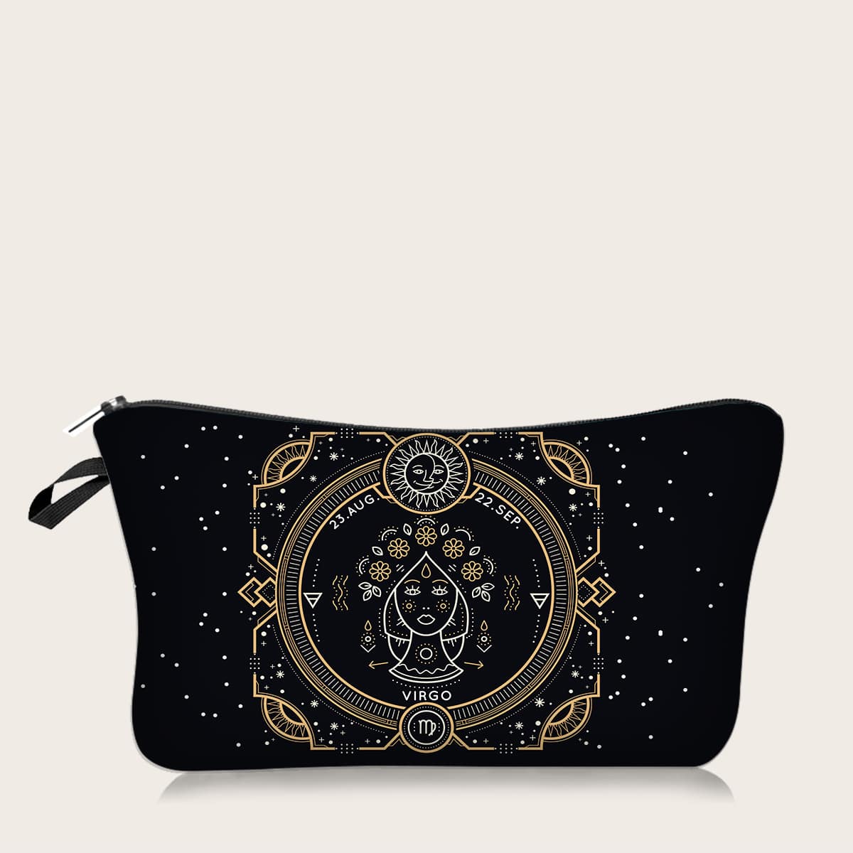 

1pc Graphic Makeup Bag, Black