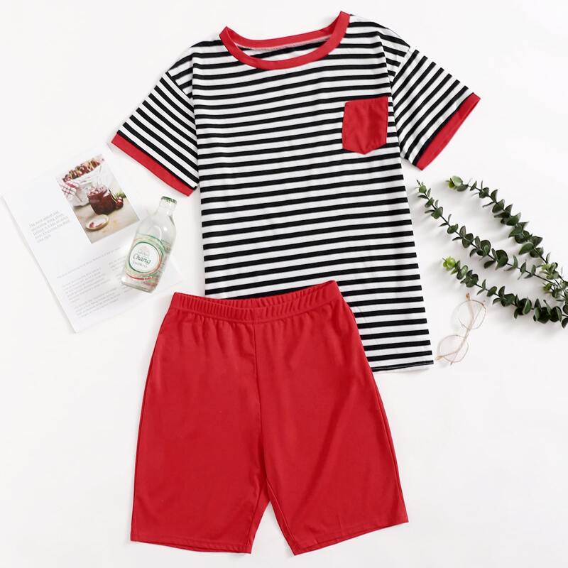 

Striped Ringer Tee PJ Set, Multicolor