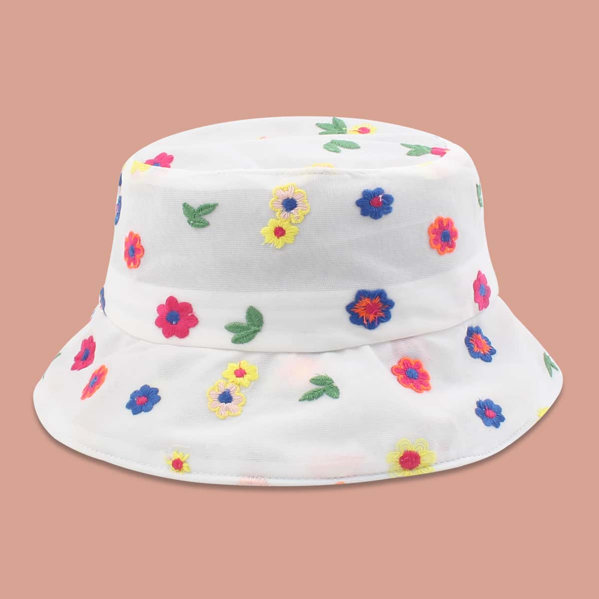 

Floral Embroidered Bucket Hat, Multicolor