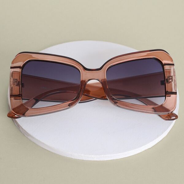

Acrylic Rectangle Shield Sunglasses, Brown