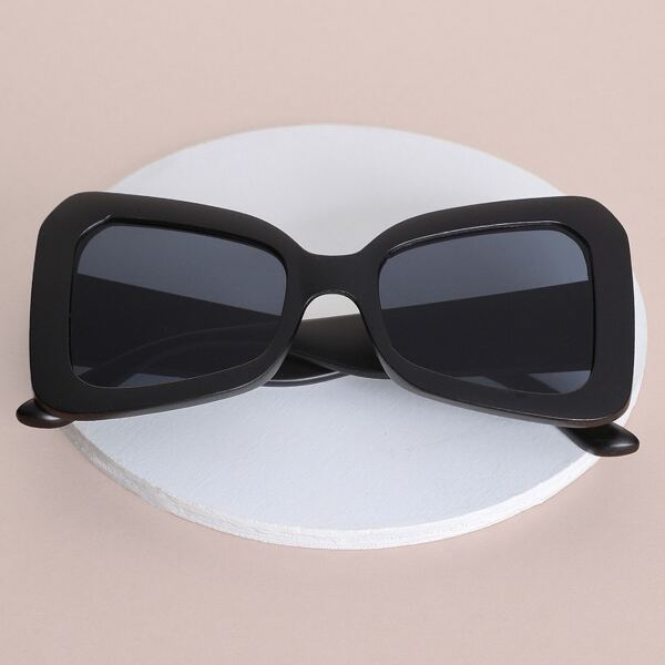 

Acrylic Rectangle Shield Sunglasses, Black