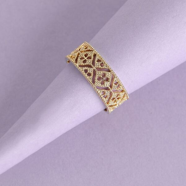 

Diamond Outline Textured Detail Cuff Ring, Gold