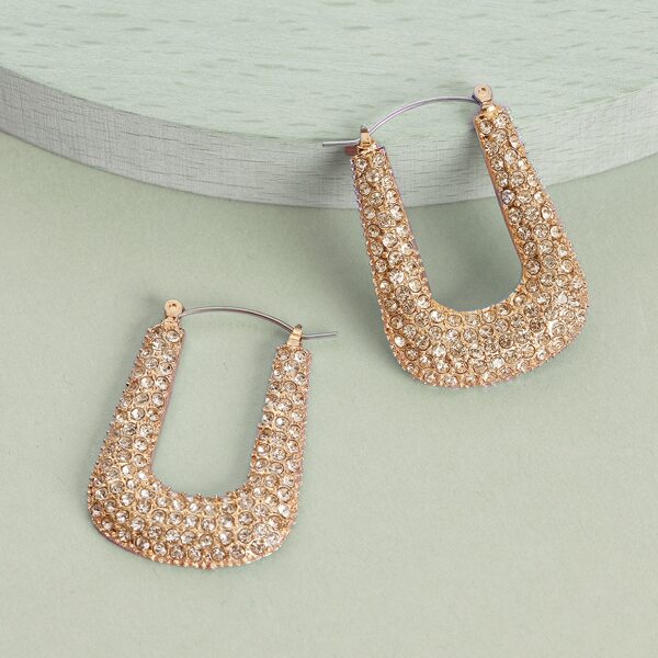 

1pair Rhinestone Pave Buckle Earrings, Gold