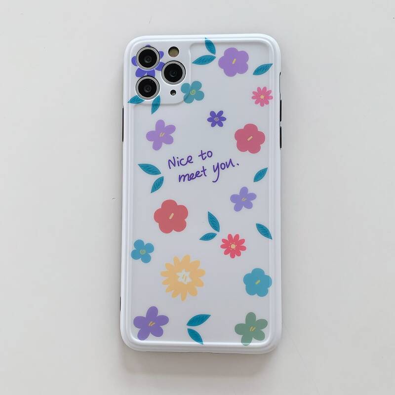 

Floral & Slogan iPhone Case, White