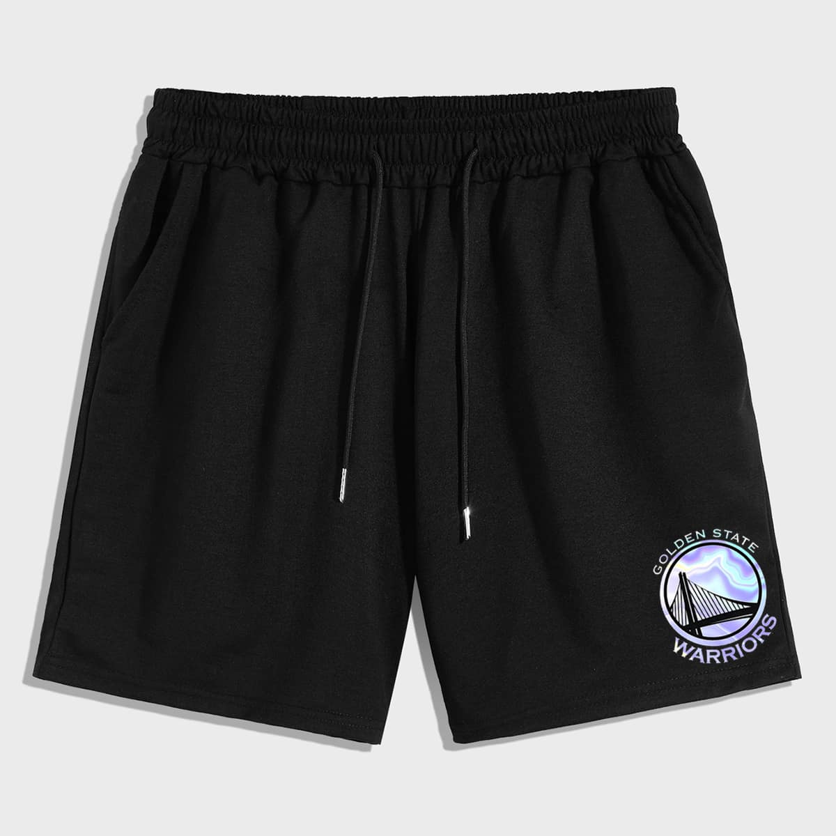 

Guys Letter Graphic Shorts, Black