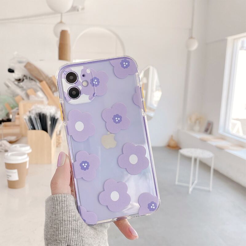 

Floral Clear iPhone Case, Purple