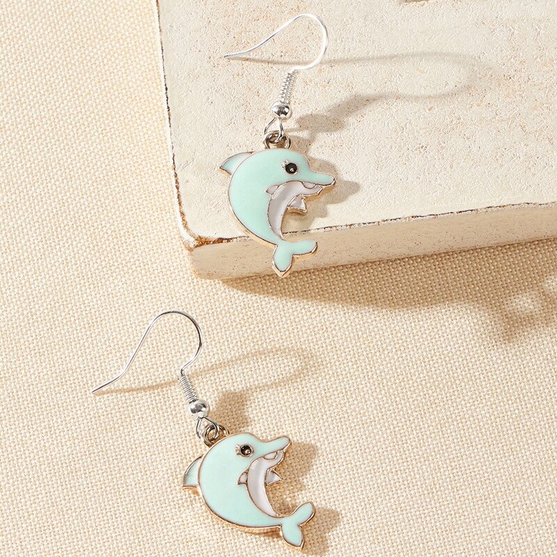 

Dolphin Drop Earrings, Blue