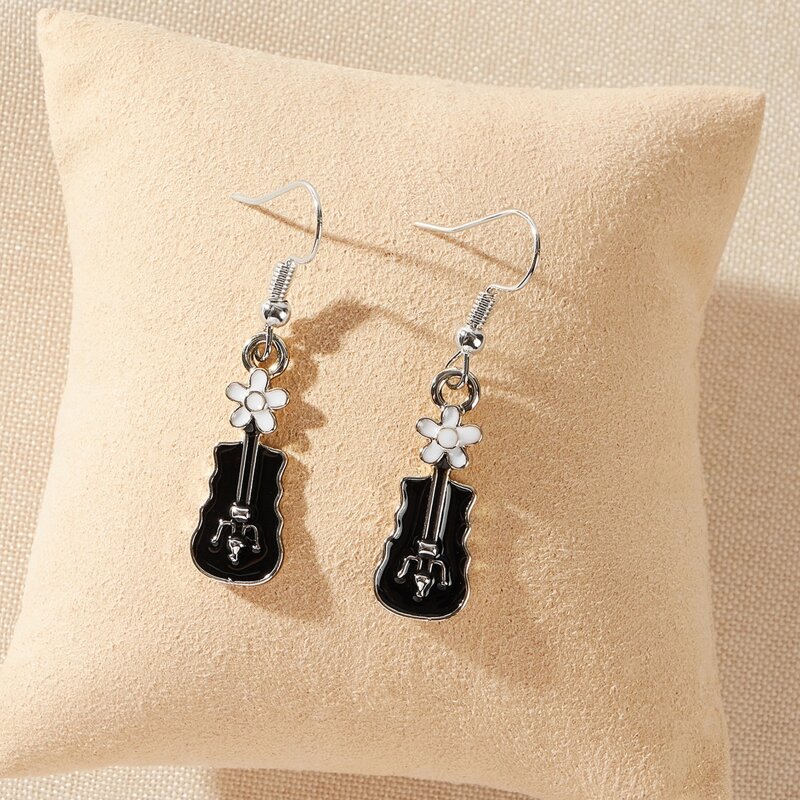 

Guitar Drop Earrings, Black